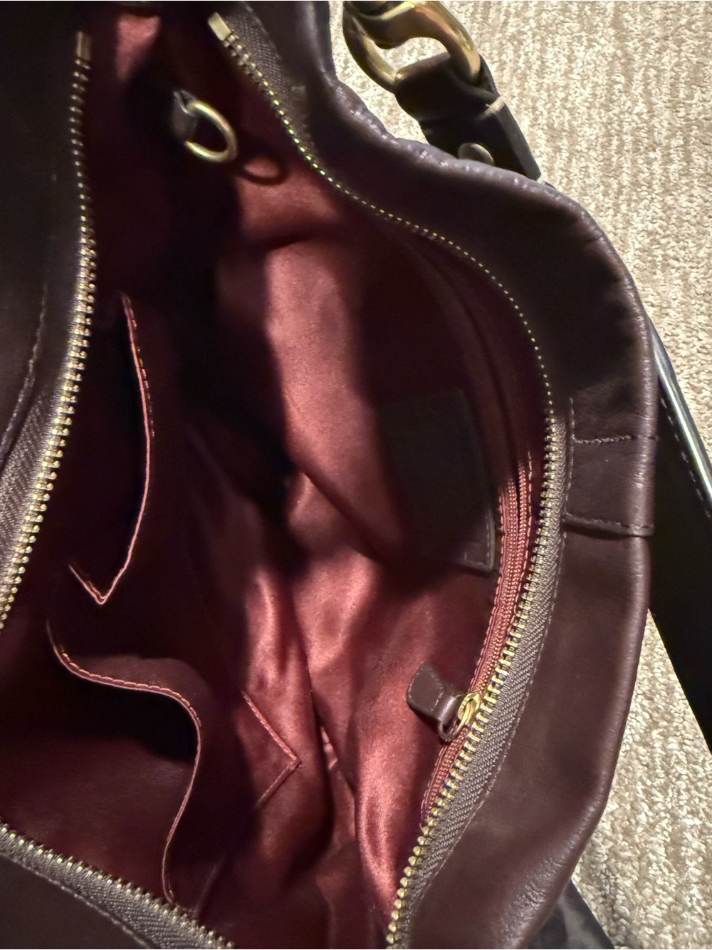 Coach Brown Leather Shoulder Bag with Brass Hardware - Picture 5 of 8